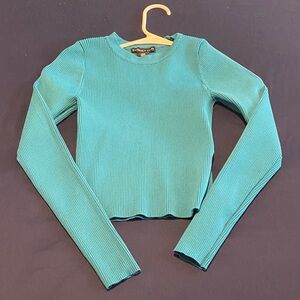 Charlotte Russe Teal Ribbed Long Sleeve Top